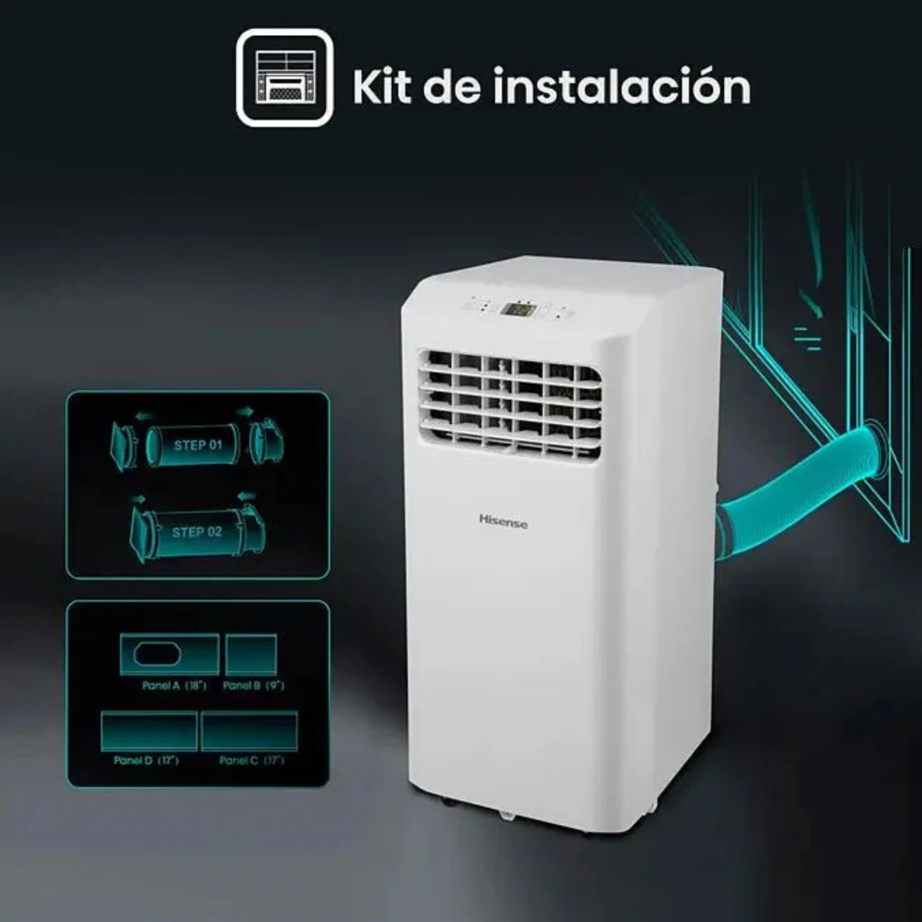 Hisense Patagonia APH12QC ar condicionado portátil branco, design compacto com painel digital superior, grelha superior inclinada e alças laterais para - Item8