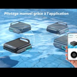 Wybot F1 Skimmer Solar Robot Limpiafondos Piscina con panel solar, asas dobles y control por app; navegación direccional en superficie de la piscina