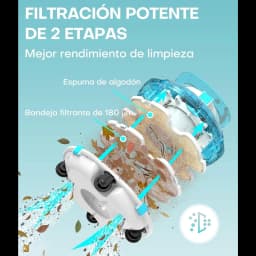Wybot Winny 200 Robot Limpiafondos inalámbrico 30 W IPX8 con filtración de 2 etapas: espuma de algodón y bandeja filtrante de 180 μm, succión potente para