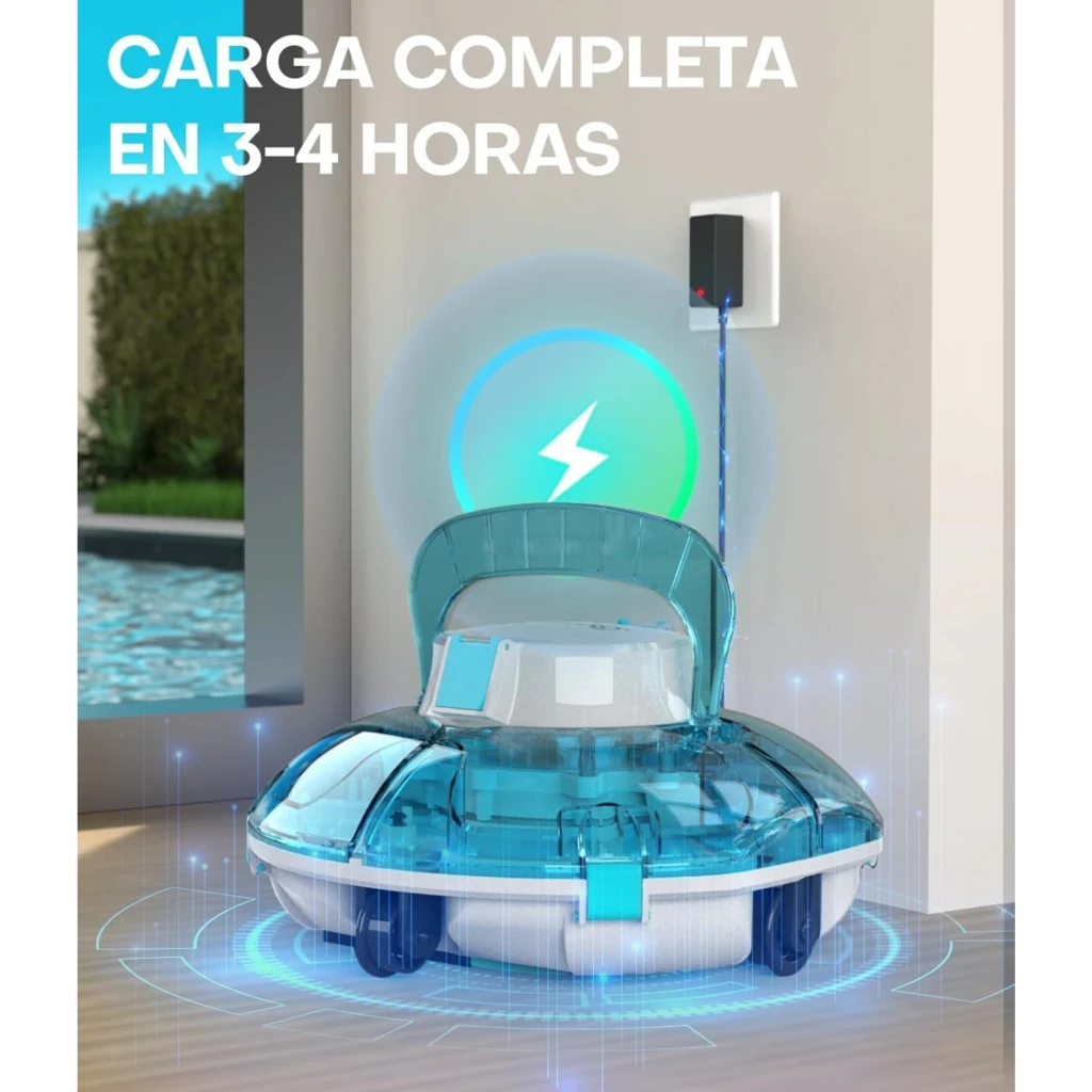 Wybot Winny 200 Robot Limpiafondos Inalámbrico 30 W IPX8 en color blanco y azul, carcasa transparente, asa ergonómica, ruedas inferiores y diseño compacto - Ítem1
