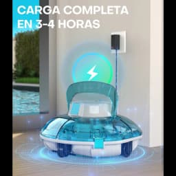 Wybot Winny 200 Robot Limpiafondos Inalámbrico 30 W IPX8 con carcasa azul translúcida, asa superior y base blanca, en estación de carga mural 3-4 h