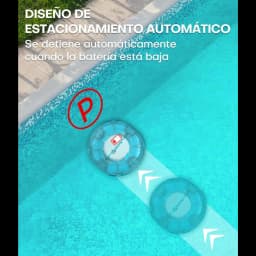 Wybot Winny 200 Robot Limpiafondos inalámbrico IPX8, disco azul con luces y flechas, diseño de estacionamiento automático cuando la batería está baja