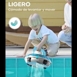 Wybot Winny 200 Robot Limpiafondos Inalámbrico 30 W IPX8, diseño ligero con asa superior, carcasa azul y blanca, ruedas grandes y salida de agua potente