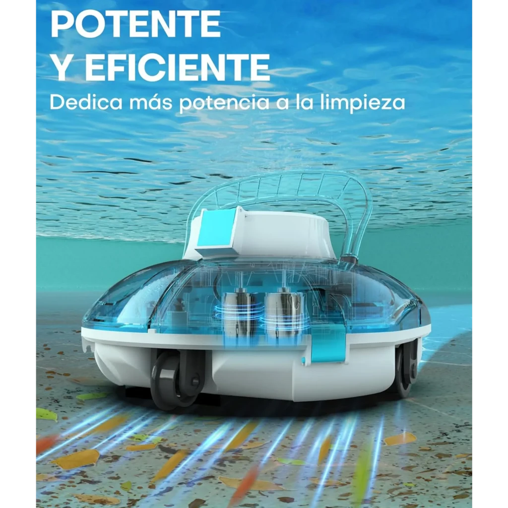 Wybot Winny 200 Robot Limpiafondos Inalámbrico 30 W IPX8 en color blanco y azul, carcasa transparente, asa ergonómica, ruedas inferiores y diseño compacto - Ítem5