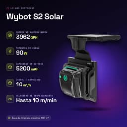 Robot Limpiapiscinas Wybot S2 Solar Sonar, giroscopio e infrarrojos 14m³/h 150min - características