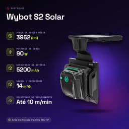 Robot Limpiapiscinas Wybot S2 Solar Sonar, giroscopio e infrarrojos 14m³/h 150min - características