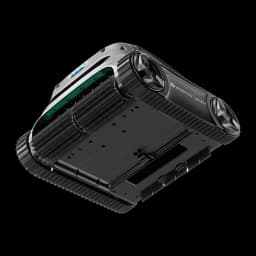 Robot limpiafondos Wybot S2 Solar Negro Doble filtro 3D + ultrafino, vista trasera: base plana con orugas laterales y dos