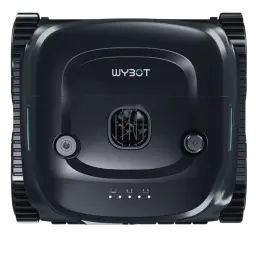 Wybot C2 Pro Vision Robot Limpiafondos Visión AI, cuerpo negro compacto con cámara frontal, rejilla central, luces LED y orugas laterales para piscina