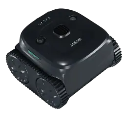 Wybot C2 Pro Vision Robot Limpiafondos Visión AI, cuerpo negro compacto con orugas laterales dobles y ruedas grandes, sensor superior y diseño robusto para