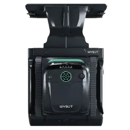 Wybot S2 Solar Vision Robot Limpiador de Piscinas con panel solar superior, ruedas de oruga robustas, diseño negro compacto y luces LED frontales