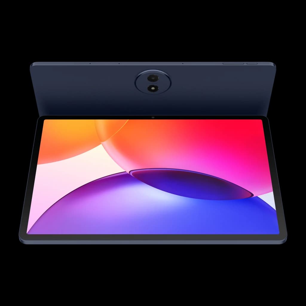 TCL TAB A1 Plus 12.2 con pantalla IPS 12,2 pulgadas borde fino, cámara trasera centrada circular con flash, frontal en bisel superior, acabado azul oscuro