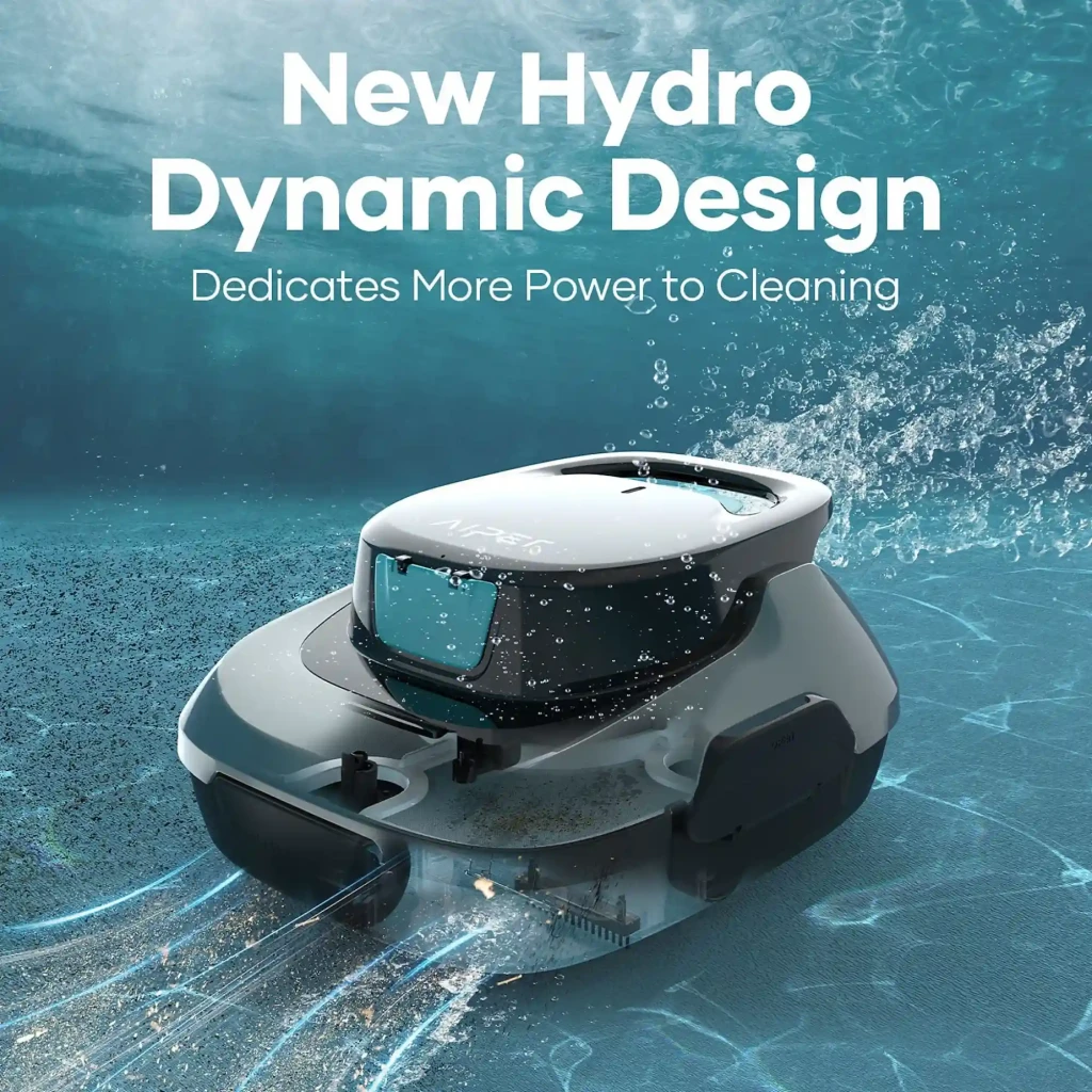Aiper Scuba SE Robot Aspirador Inalámbrico Gris con cuerpo compacto bicolor, asa superior integrada y panel frontal con tapa turquesa, diseño moderno y - Ítem1
