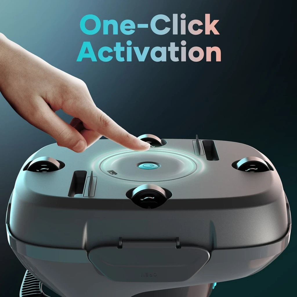 Aiper Scuba SE Robot Aspirador Inalámbrico Gris con cuerpo compacto bicolor, asa superior integrada y panel frontal con tapa turquesa, diseño moderno y - Ítem3