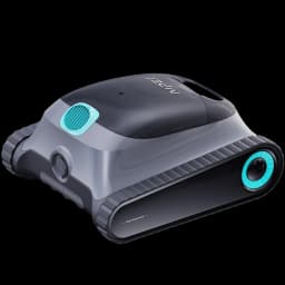 Aiper Scuba S1 2025 Robot Aspirador WavePath 2.0 en gris y negro, diseño compacto con orugas laterales y detalles turquesa, rejilla frontal y carcasa