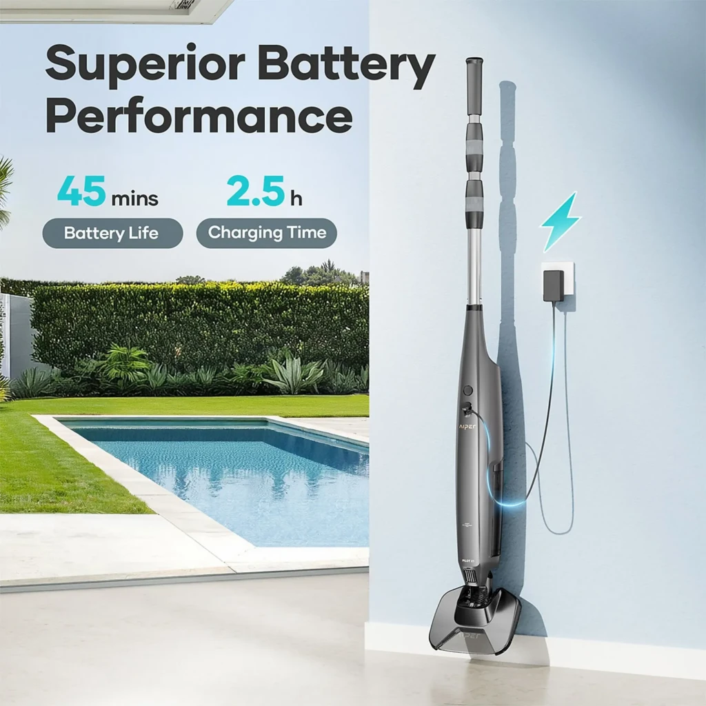 Aiper Pilot X1 Aspirador Manual de Piscina Inalámbrico 45 min en gris, cuerpo aerodinámico, cabezal triangular con cepillos y tubo telescópico desmontable - Ítem2