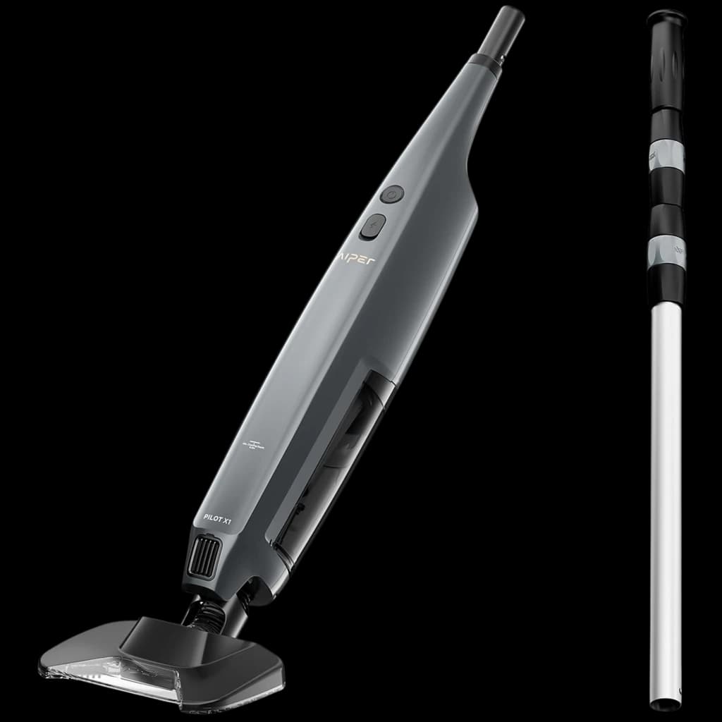Aiper Pilot X1 Aspirador Manual de Piscina Inalámbrico 45 min en gris, cuerpo aerodinámico, cabezal triangular con cepillos y tubo telescópico desmontable