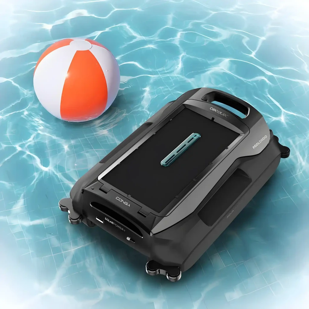 Cecotec Conga Pooldroid AquaSkater 4,5L robot limpia piscinas negro, diseño rectangular bajo perfil, asas integradas, base antideslizante y ruedas de apoyo - Ítem1
