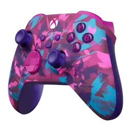 Manette Microsoft Xbox Wireless Controller Breaker Special Edition violet et rose, motifs abstraits cyan, sticks et boutons violets, poignées texturées