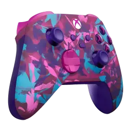 Manette Microsoft Xbox Wireless Controller Breaker Special Edition aux tons rose fuchsia et violet, motifs abstraits, sticks et boutons violets, poignées