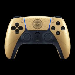 Mando Sony DualSense 007 First Light Edición Limitada Negro/Dorado Inalámbrico, vista frontal: carcasa dorada con logo 007