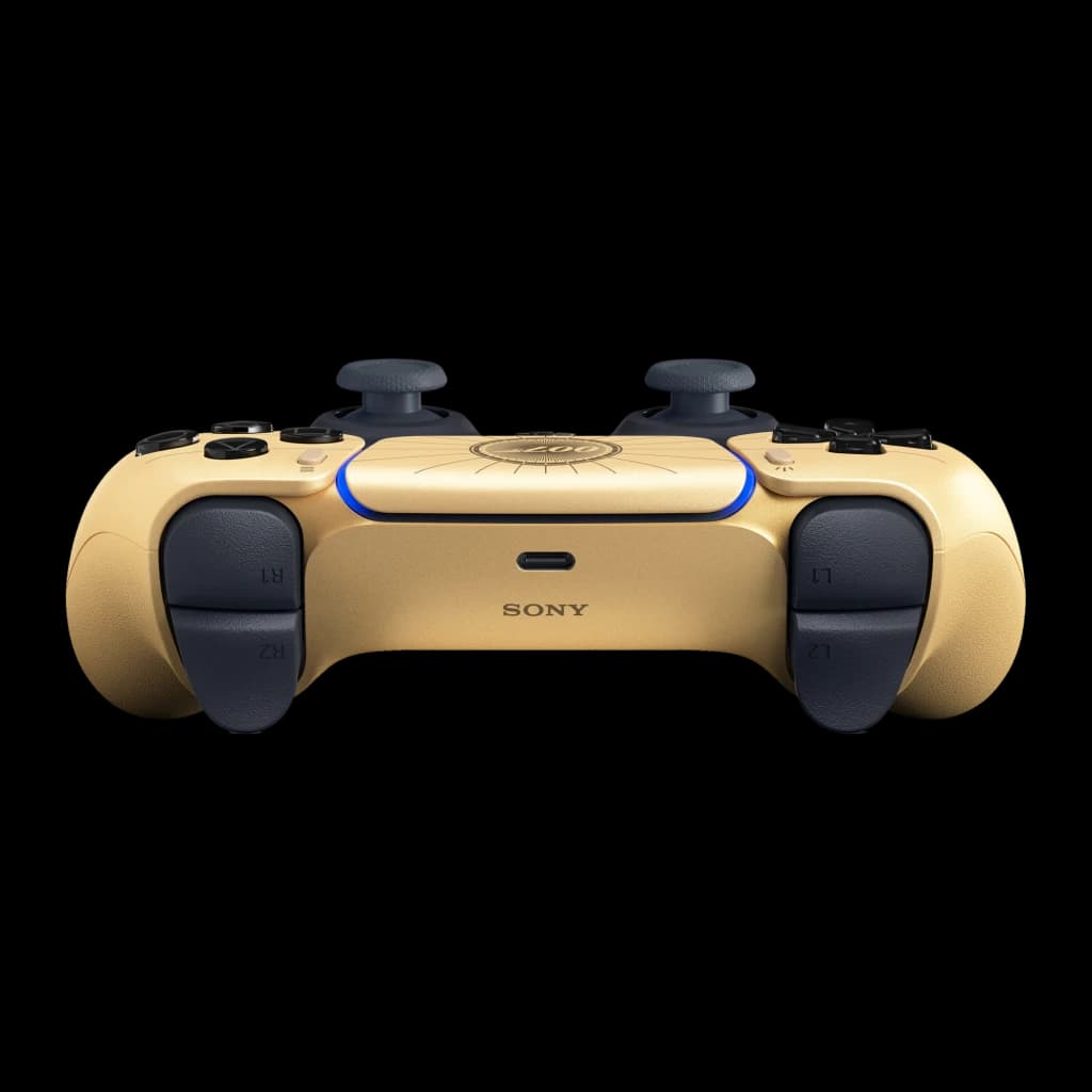 Mando Sony DualSense 007 First Light Edición Limitada Negro/Dorado Inalámbrico, vista trasera: cuerpo dorado con logo Sony