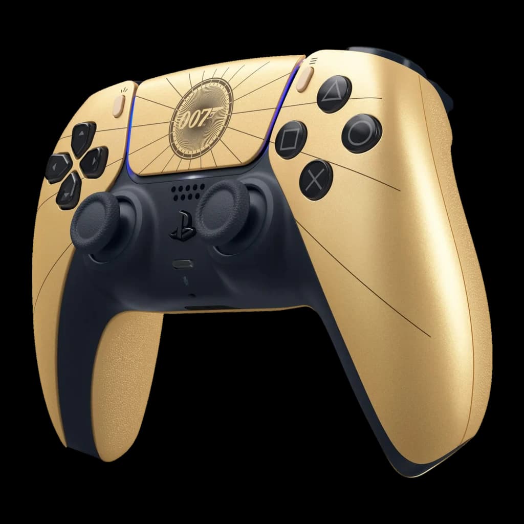Mando Sony DualSense 007 First Light Edición Limitada Negro/Dorado Inalámbrico, detalle: logo 007 grabado en touchpad dorado