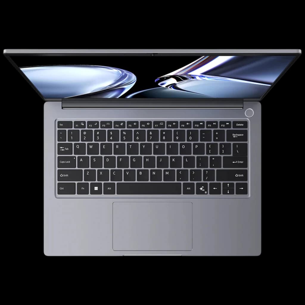 Chuwi CoreBook Air Intel Core Ultra 5 226V, laptop 14 pol cinza com tela quase sem bordas, teclado completo retroiluminado e grande touchpad central