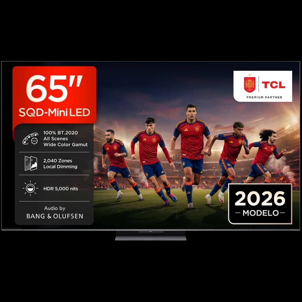 TCL 65C8L Smart TV QD‑Mini LED 65 4K AiPQ Pro preta, tela fina com HDR, 3000 nits, 1008 zonas de escurecimento local, amplo gamut e áudio Bang & Olufsen