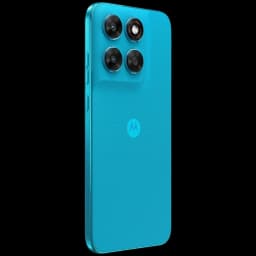 Motorola Moto G87 5G Blue Atoll con trasera texturizada azul y módulo triple de cámaras grandes en esquina, logo M centrado, bordes planos