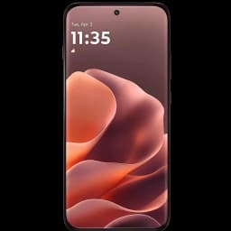 Pantalla frontal del Motorola Edge 70 Pro 5G en color Zinfandel, con biseles delgados, cámara frontal en orificio centrado y display AMOLED curvo sin botones