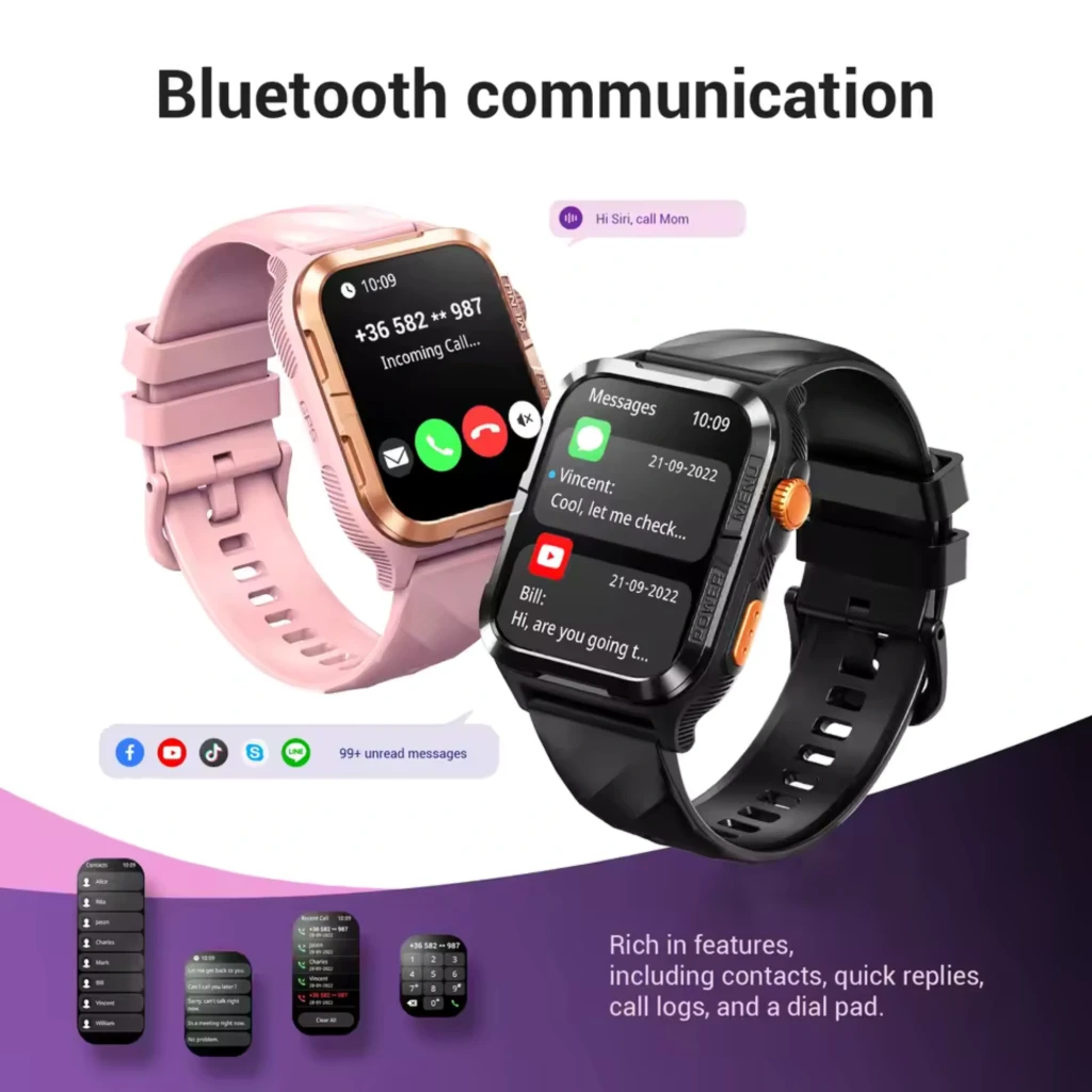 Blackview W10 Pro smartwatch rosa com caixa dourada, tela grande colorida com mostrador artístico, pulseira silicone ajustável, design robusto IP68 - Item2