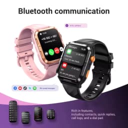 Blackview W10 Pro Smartwatch rosa com caixa metálica, tela colorida, botões laterais, pulseira esportiva, notificações, chamadas e resistência IP68, 11