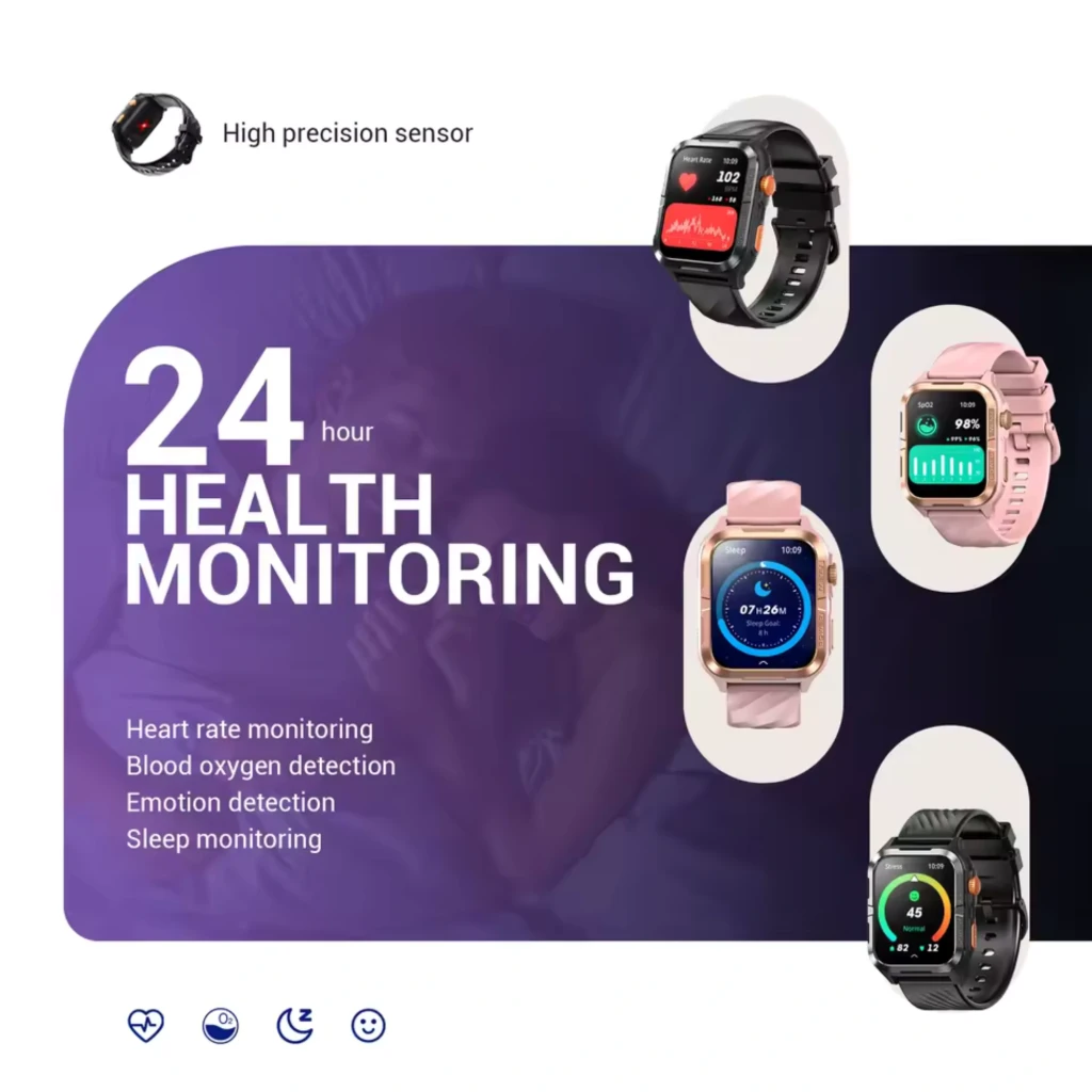 Blackview W10 Pro smartwatch rosa com caixa dourada, tela grande colorida com mostrador artístico, pulseira silicone ajustável, design robusto IP68 - Item1