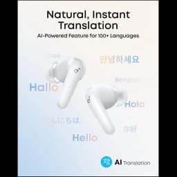 Fones Soundcore P31i pretos com hastes alongadas, design intra-auricular, acabamento liso e logotipo lateral; estojo de carregamento compacto combinando