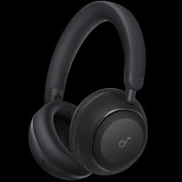 Headphone preto Soundcore Space 2 Bluetooth ANC Hi-Res, over-ear, conchas arredondadas foscas, arco acolchado, logo lateral, design moderno e robusto.