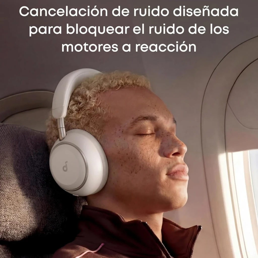 Headphone preto Soundcore Space 2 Bluetooth ANC Hi-Res, over-ear, conchas arredondadas foscas, arco acolchado, logo lateral, design moderno e robusto. - Item2