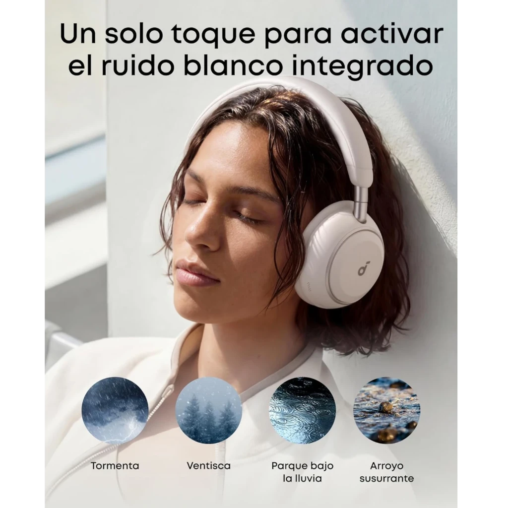 Headphone preto Soundcore Space 2 Bluetooth ANC Hi-Res, over-ear, conchas arredondadas foscas, arco acolchado, logo lateral, design moderno e robusto. - Item4