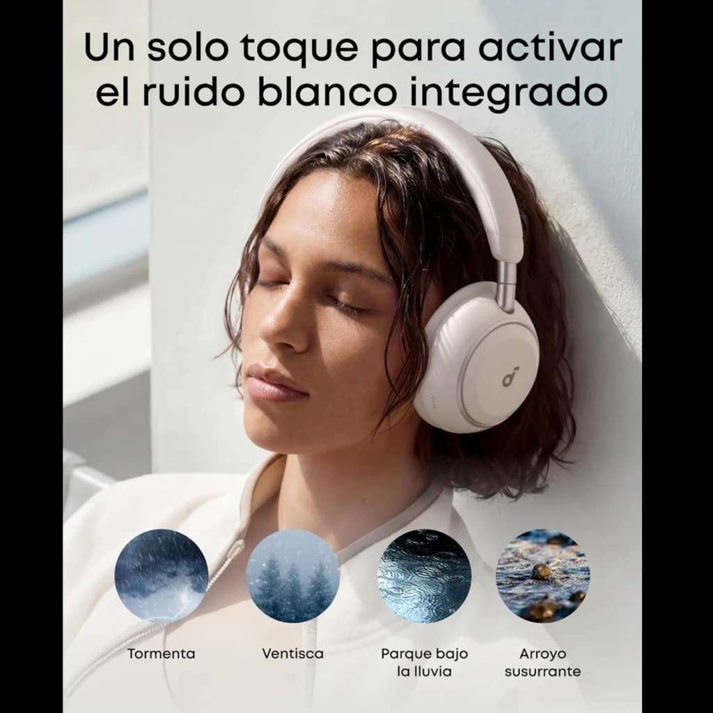 Soundcore Space 2 Bluetooth ANC Hi-Res 70 h Black: fones over-ear pretos com acolchoamento macio, controles laterais e logo d discreto na concha esquerda