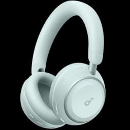 Fones Soundcore Space 2 Bluetooth ANC Hi‑Res, cor verde Seafoam, design over‑ear acolchoado, conchas circulares com logo, acabamento fosco elegante