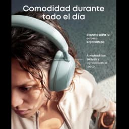 Soundcore Space 2 Bluetooth ANC Hi-Res 70 h Verde Seafoam com arco ergonômico e almofadas macias; design over-ear moderno e acabamento fosco elegante