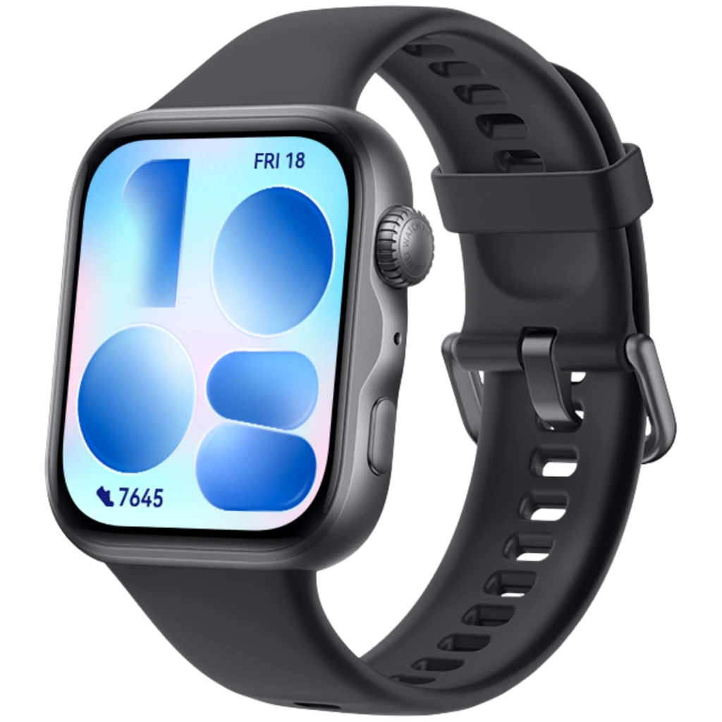 Huawei Watch Fit 5 negro com caixa prateada, ecrã AMOLED 1,82 retangular, pulseira silicone com fecho metálico e múltiplos furos de ajuste - Item5