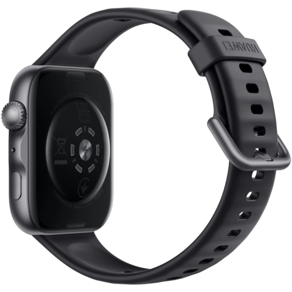 Huawei Watch Fit 5 negro com caixa prateada, ecrã AMOLED 1,82 retangular, pulseira silicone com fecho metálico e múltiplos furos de ajuste - Item4