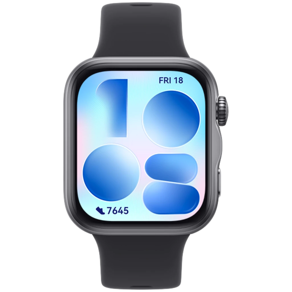 Huawei Watch Fit 5 negro com caixa prateada, ecrã AMOLED 1,82 retangular, pulseira silicone com fecho metálico e múltiplos furos de ajuste - Item3