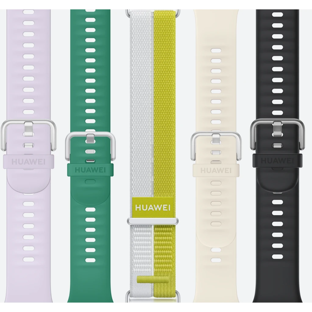Huawei Watch Fit 5 branco com ecrã AMOLED 1,82 polegadas, caixa prateada, mostrador laranja, pulseira silicone ajustável e fecho metálico 5 ATM - Item2