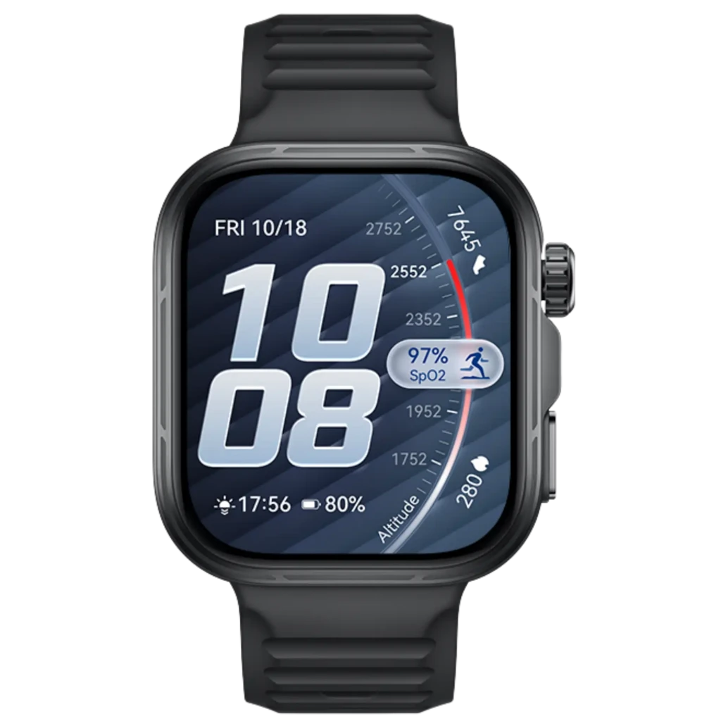 Huawei Watch Fit 5 Pro negro con pantalla AMOLED 1,92 pulgadas, caja metálica, corona lateral y correa de silicona con hebilla; diseño deportivo y resistente - Ítem1