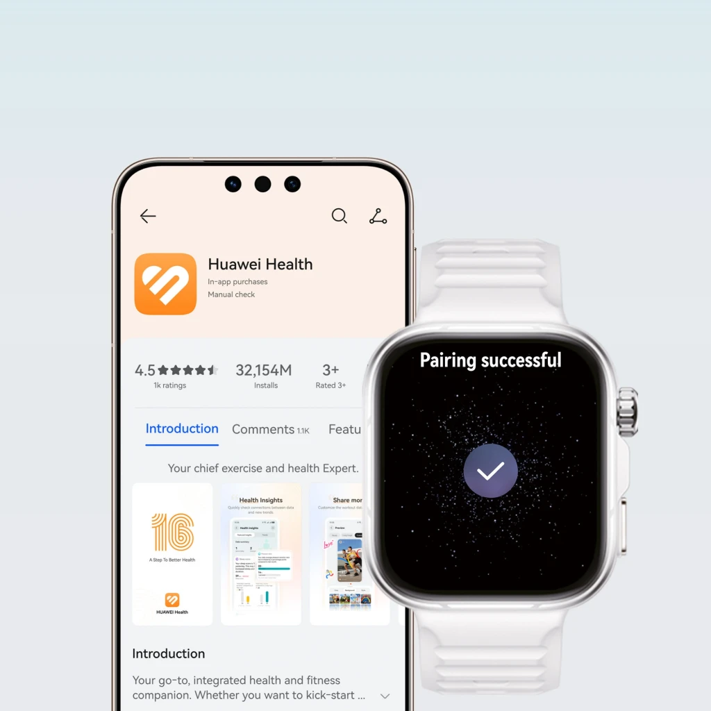 Huawei Watch Fit 5 Pro blanco con pantalla AMOLED 1,92 pulgadas, bisel metálico, corona lateral y correa de silicona perforada, diseño deportivo y elegante - Ítem5