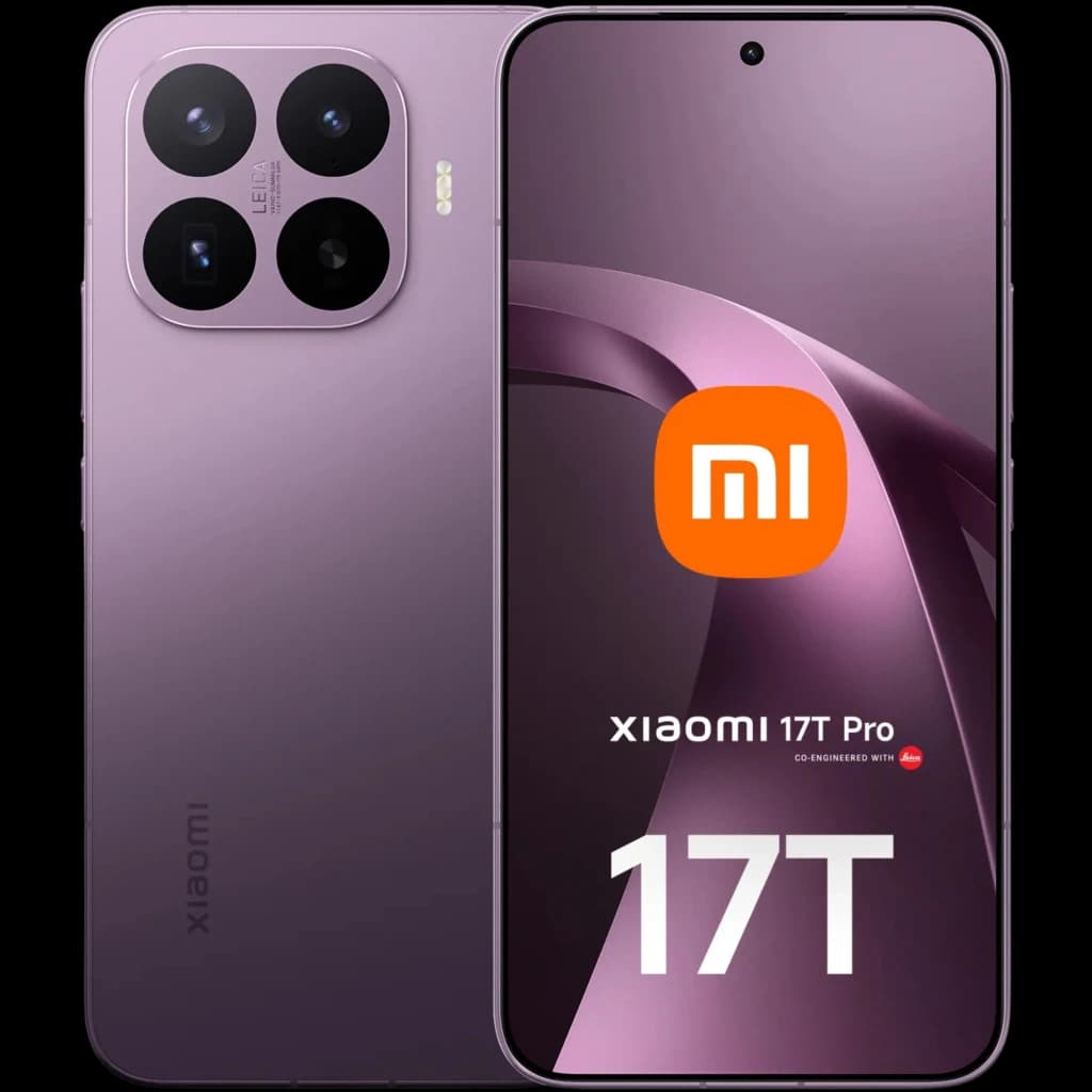 Xiaomi 17T Pro 5G violeta con pantalla sin marcos y módulo trasero cuadrado de triple cámara Leica, 512 GB y 12 GB de RAM