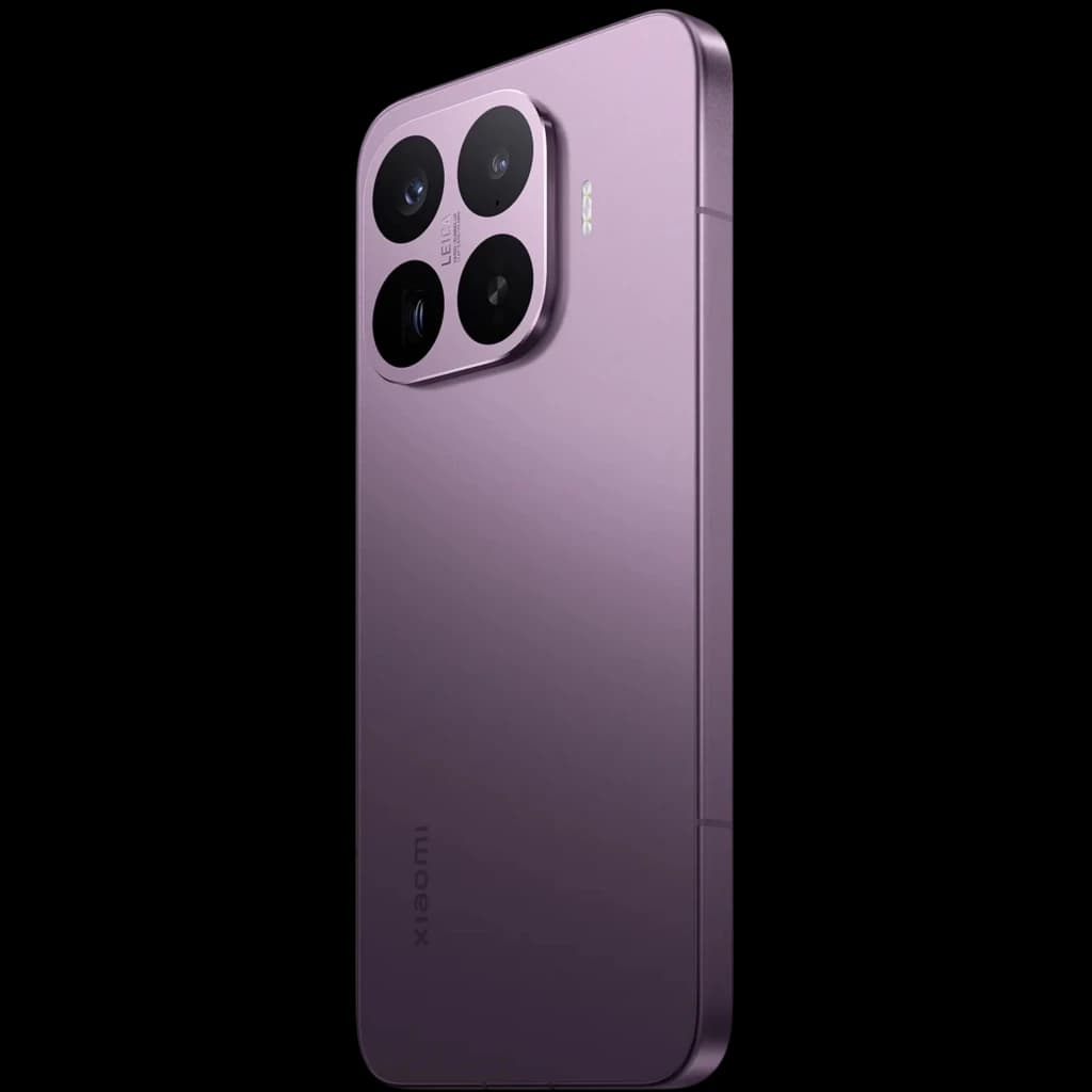Xiaomi 17T Pro 5G violeta con acabado mate, bordes planos y módulo triple Leica grande; diseño delgado y elegante, 512 GB y 12 GB RAM visibles en detalle