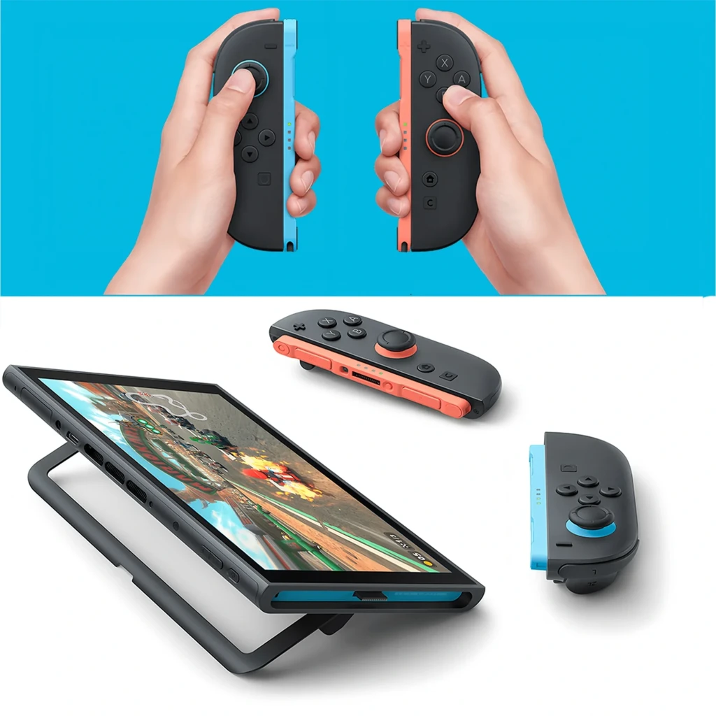 Conjunto Magnetic S2 com dois comandos sem fios azul e vermelho, botões ABXY, analógicos, LEDs de status e trilhos laterais compatíveis com Switch 2 - Item4