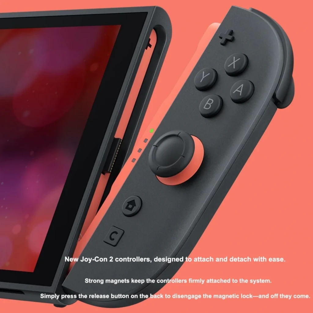 Conjunto Magnetic S2 com dois comandos sem fios azul e vermelho, botões ABXY, analógicos, LEDs de status e trilhos laterais compatíveis com Switch 2 - Item5